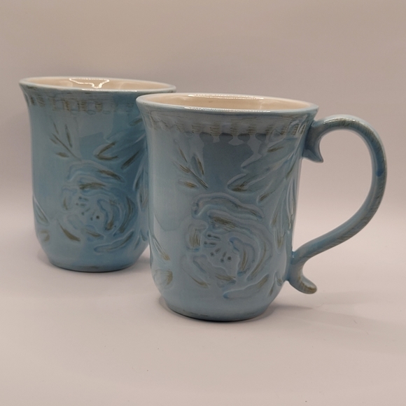 Fitz and Floyd Other - Fitz and Floyd Toulouse Light Blue Floral Pattern Set of Two Coffee Mugs